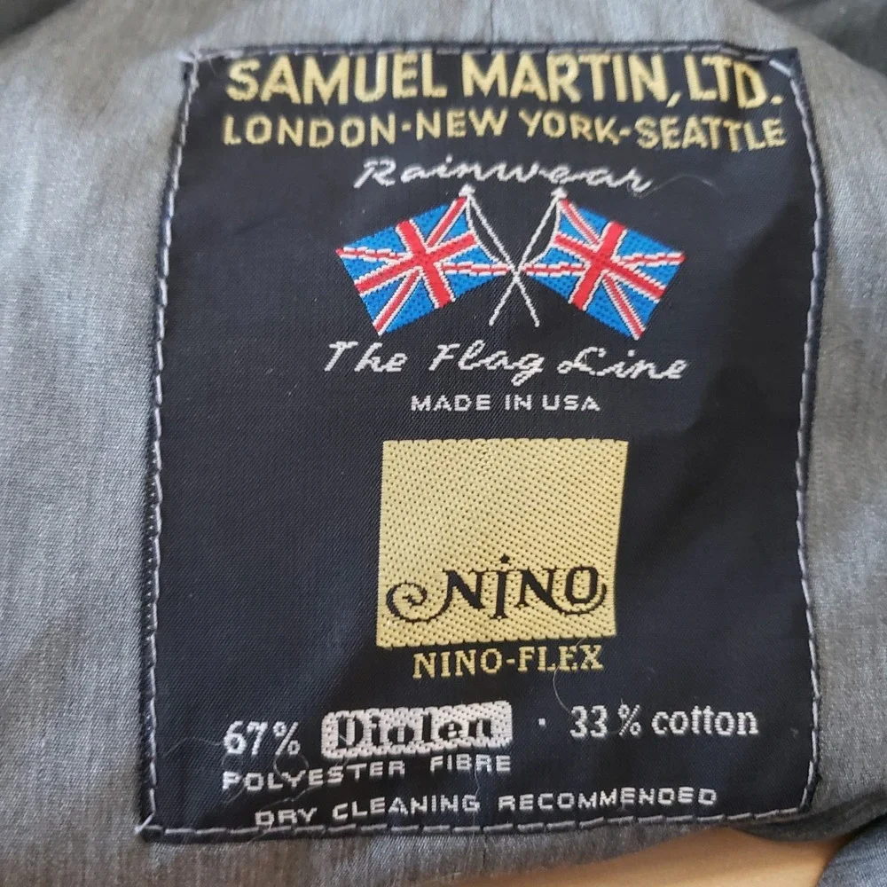 Samuel Martin Trench Coat Mens 42 Gray Nino Flex Vintage Mac Rainwear USA Made